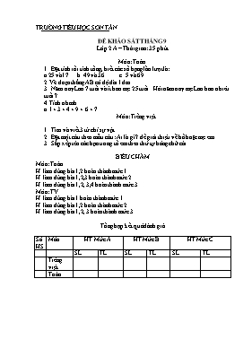 Đề khảo sát chất lượng tháng 9 Toán, Tiếng việt lớp 2 - Năm học 2016-2017 - Trường Tiểu học Sơn Tân